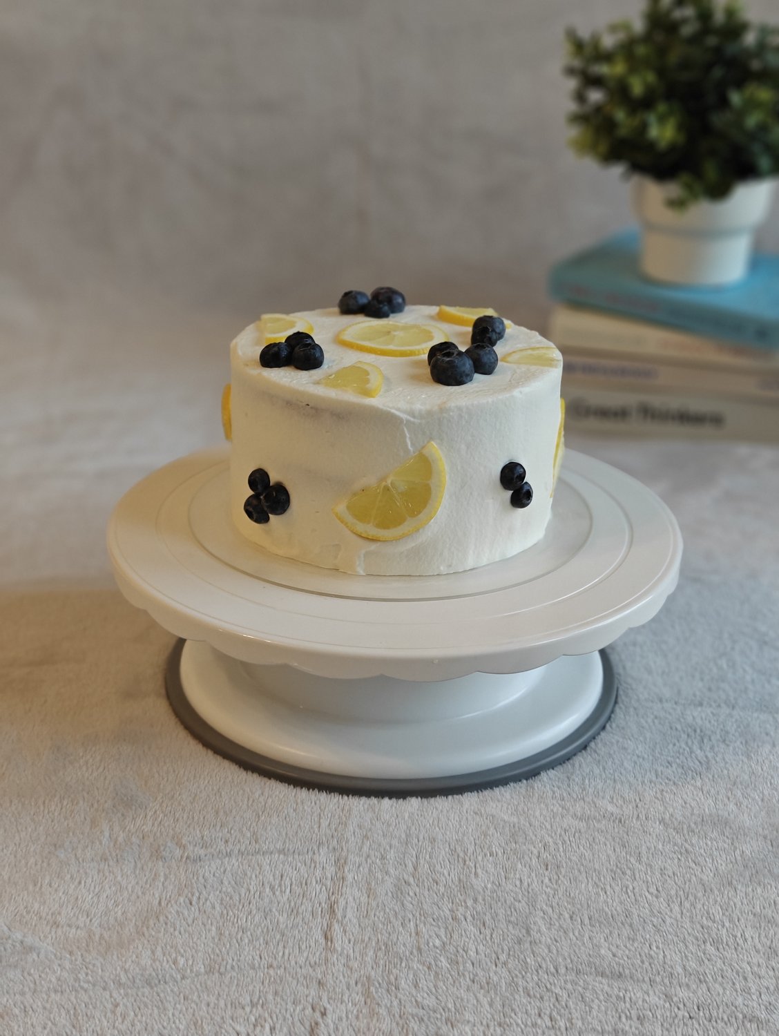 Minimalist blueberry orange cake with fresh blueberries